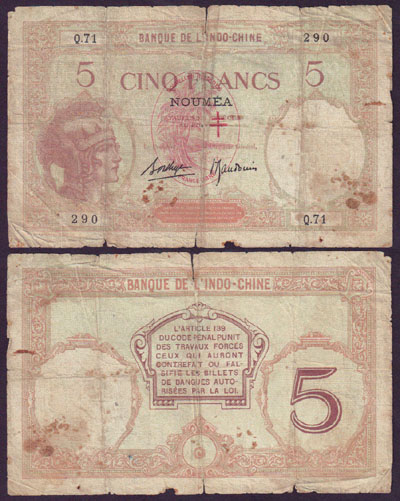 1941 New Hebrides 5 Francs M000006